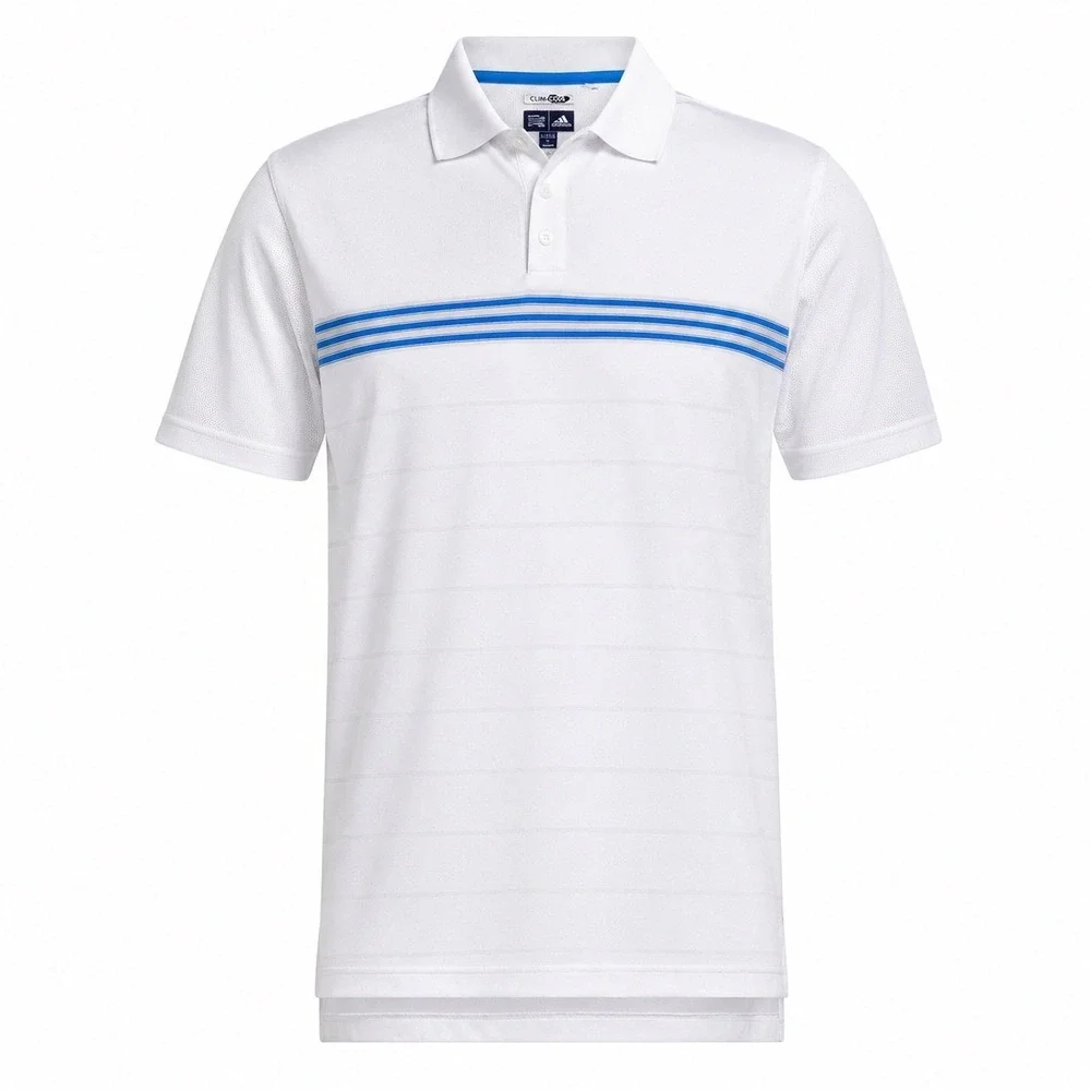 Adidas ClimaCool Golf Polo Shirt Mens Large Performance Tech White Blue‎ Stripe